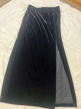 Classic Black Velvet Maxi Skirt